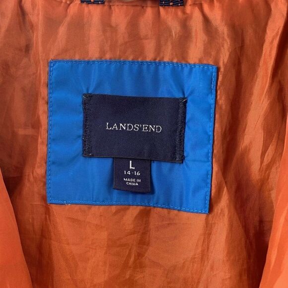 Lands End Lined Windbreaker Full Zip Jacket Hooded - Picture 5 of 7
